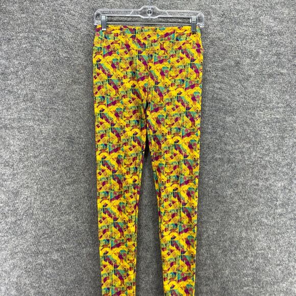 LulaRoe Leggings Women One Size Yellow Geometric Pull On High Rise Capri Casual - Picture 3 of 10